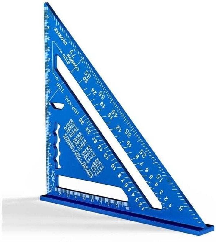 Dickwandiger, dreieckiger Aluminium-Zimmermannswinkel, 180 mm, hochpräzises Messwerkzeug (blau)