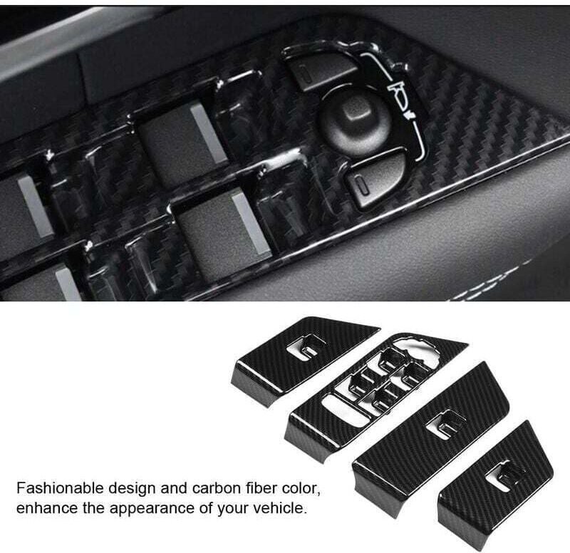 Vtizikl Jeffergarden Cadre de garniture de bouton de lève-vitre en Fiber de carbone 4 pièces pour Land Rover Range Rover...