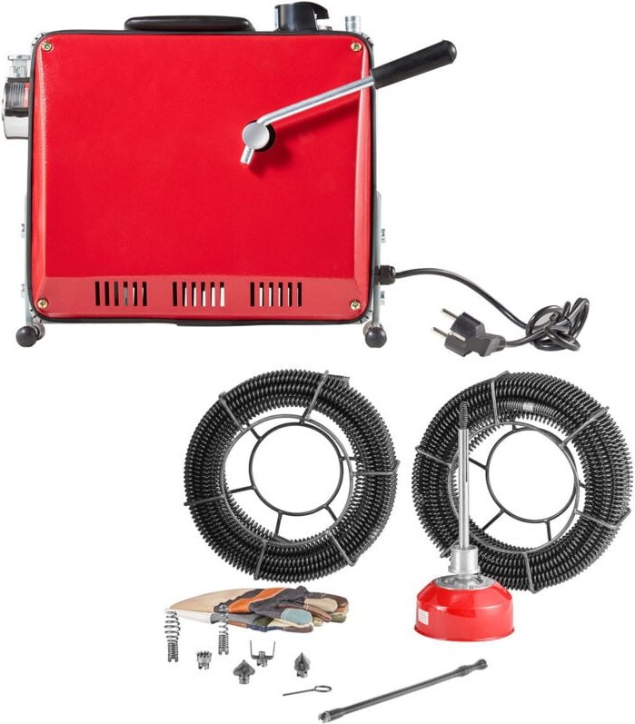 Mophorn Elektrische Rohrreinigungsmaschine, 500W, 1400 U/min, Abflussreiniger mit 2 Kabeln (20 m x 16 mm & 5 m x 9,5 mm)...