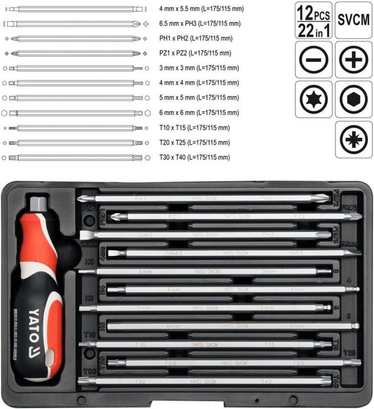 Yato wkrętak z wymiennymi końcówkami 22w1 2797