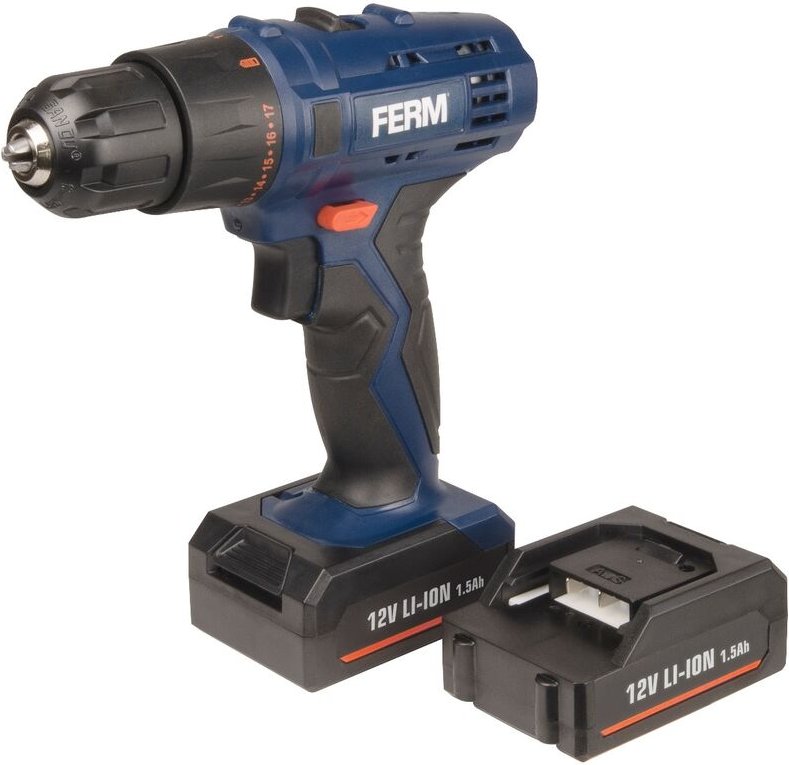 FERM Li-Ion Akku-Bohrmaschine - Akku Bohr Schrauber - 12V - 1.5Ah - 20Nm - 17+1 - LED-Arbeitsleuchte - Inkl. 12V Lithium...