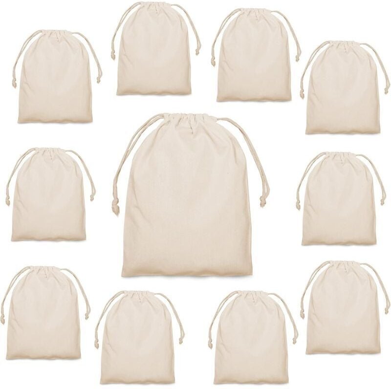 Baumwollbeutel mit Kordelzug, 15 x 20 cm, kleine Aufbewahrungsbeutel aus Stoff für Kindergeburtstage, 10 Stück