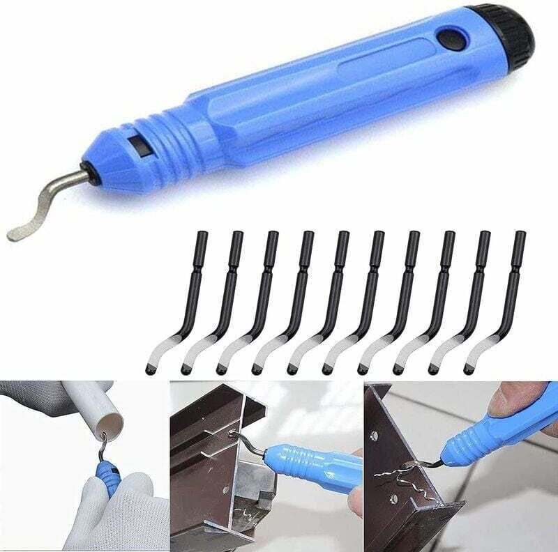 Metallentgratungswerkzeug, 360° drehbare Entgratungsklingen mit 10 manuellen Metallentgratungsklingen für Löcher in Stah...