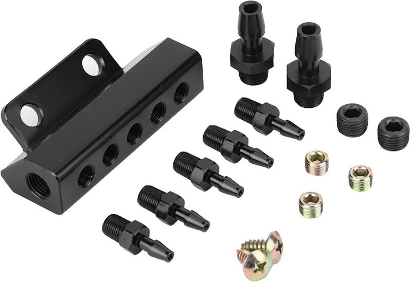 Suuonee Wastegate Turbo Boost, 5-Port Car Intake Vacuum Block Fuel Gas Wastegate Turbo Boost.