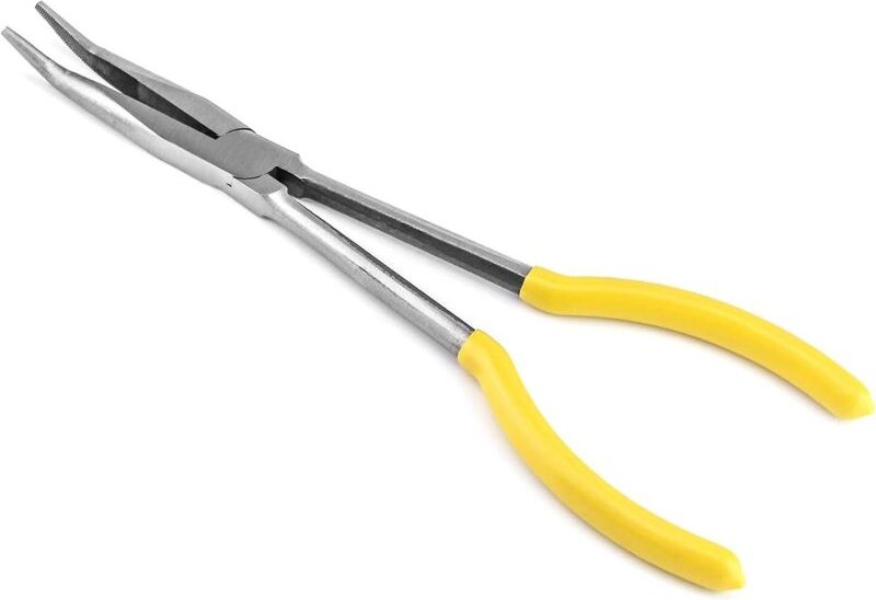 Gebogene Spitzzange, Spitzzange, 280 mm / 11 Zoll, 25-Grad-Biegung, für schwer zugängliche enge Stellen