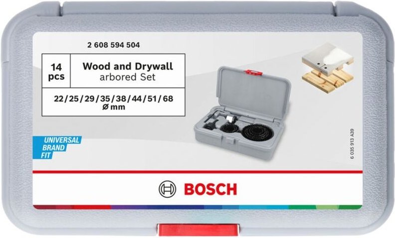 Bosch Lochsägen-Set mit Aufsteckhalter Wood and Drywall+Zentrierbohrer, 22-68x15 mm