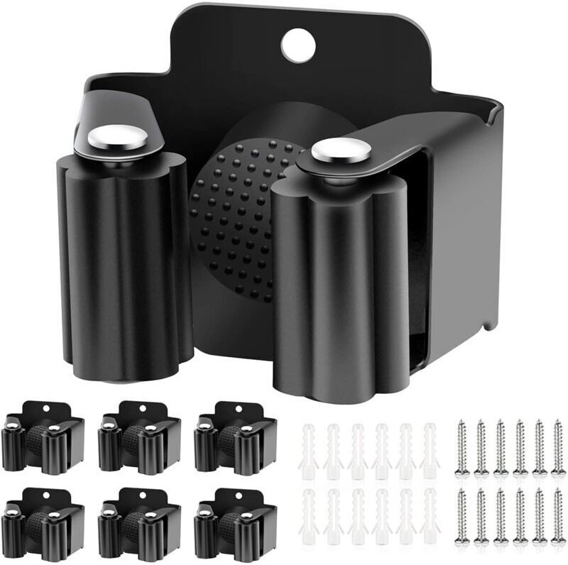 ZVD - 6-teiliger Besenhalter aus Edelstahl, verstellbarer, rutschfester Besenhalter mit Befestigungsmaterial für Waschkü...