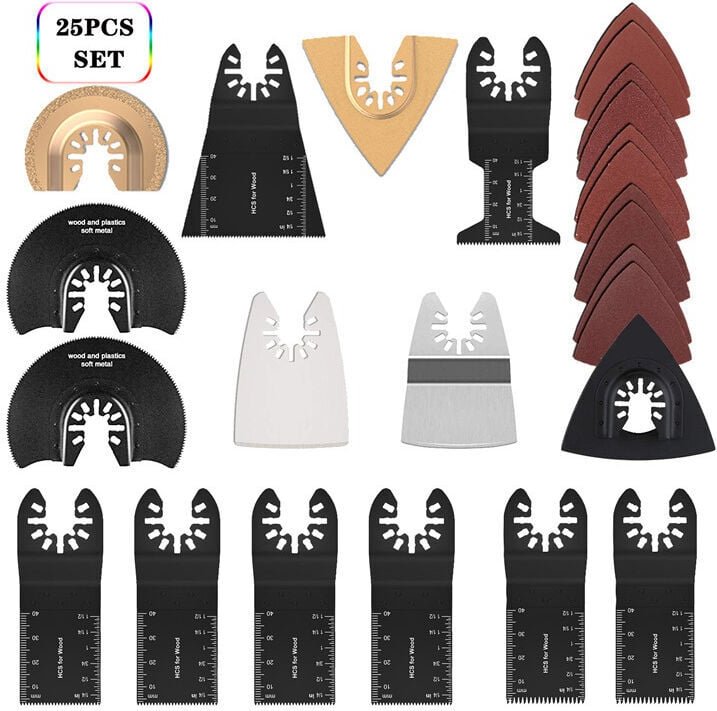 Crediri Multifunktionswerkzeug-Sägeblatt-Zubehörsatz, 25-teiliges oszillierendes Multifunktionswerkzeug-Zubehör, Univers...