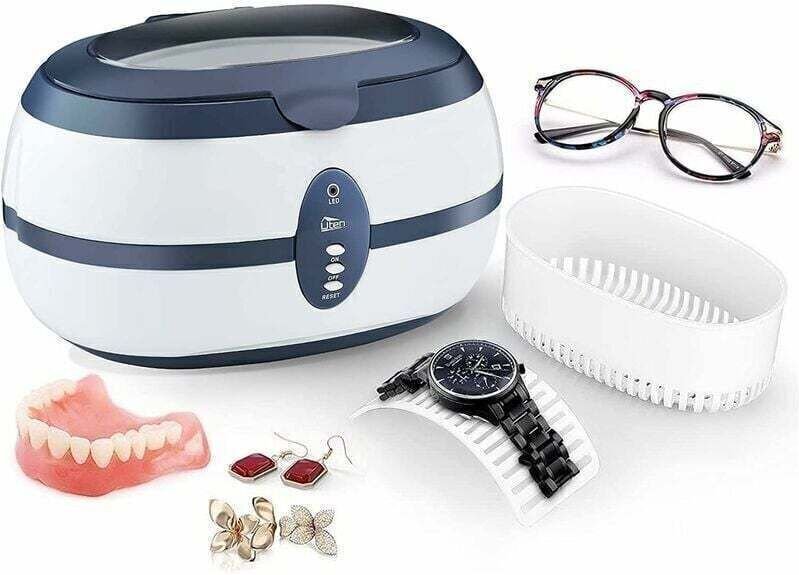 600 ml Ultraschallreiniger, Haushaltsreinigungsgerät mit Reinigungskorb und automatischem Ständer zur Reinigung von Schm...