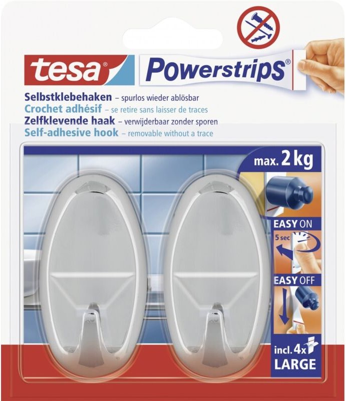 Tesa Assa Abloy - Powerstrips large oval chrom