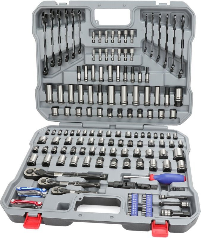 Werkzeugkoffer gefüllt, Haushalt Werkzeugkiste, Steckschlüssel-Satz Gabelschlüssel Universal Werkzeugkiste 164-teilig, I...