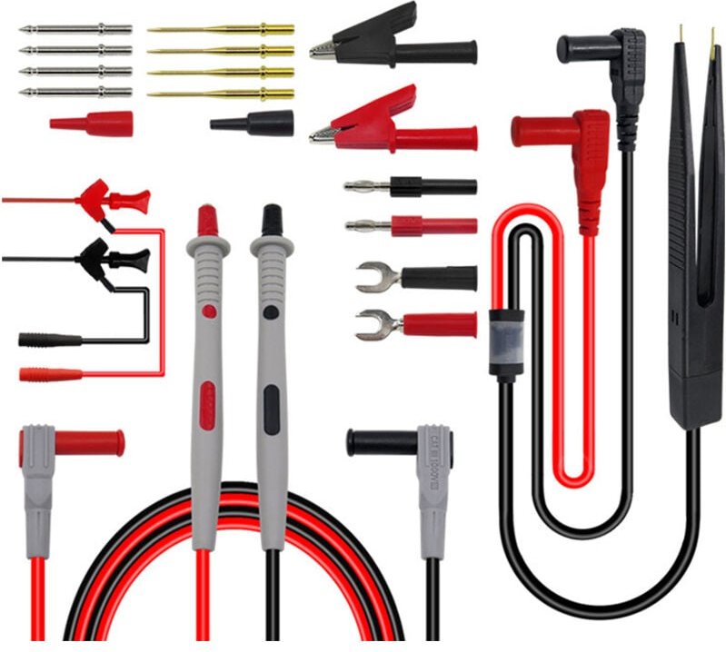 21-in-1 Multimeter-Messleitungsset: Elektrisches Multimeter-Messkabel mit Krokodilklemmen, Federzange, Bananenstecker fü...