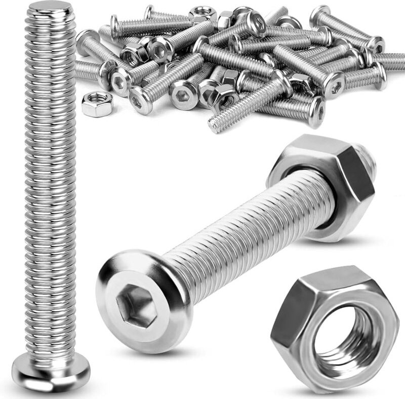 M8x60 mm Schrauben mit Muttern 15 Sätze Linsenkopfschrauben Flachkopfschrauben Set Edelstahl Sechskantschrauben mit Mutt...