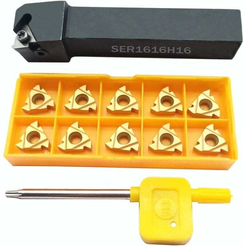 5/8" SER1616H16 Wendeschneidplattenhalter aus Wolframkarbid mit 10 Wendeschneidplatten 16ER AG60 BP010 aus Hartmetall