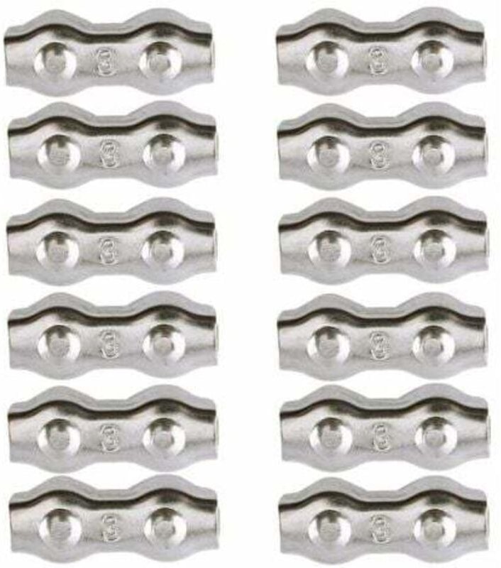 Kabelklemme, 3 mm Stahlkabelklemme, 12 Stück Duplex-Kabelklemmen, Kabelclip, 304 Edelstahl-Kabelclip, Kabelgriffe für 2 ...
