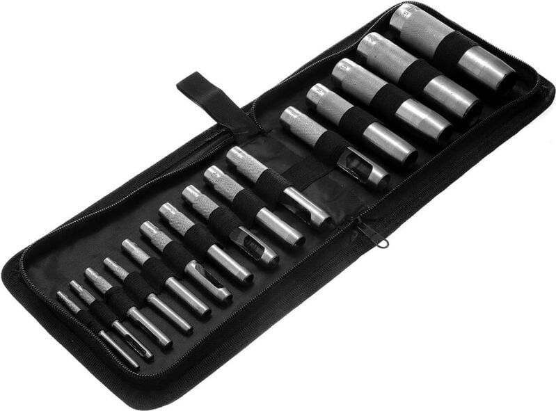 15-teiliges 3–25 mm Leder-Hohllocher-Set, rundes Stahl-Hohllocher-Set für Leder, Uhrenarmbänder, Segeltuch
