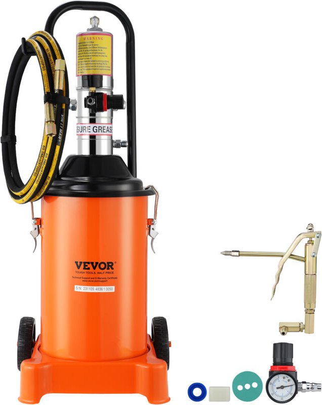 VEVOR Fettpumpe 12L Luftbetriebene Fettpumpe 0,6–0,8 MPa Aluminiumdruckguss-Pumpe -20-100℃ Betriebstemperatur, Pneumatis...