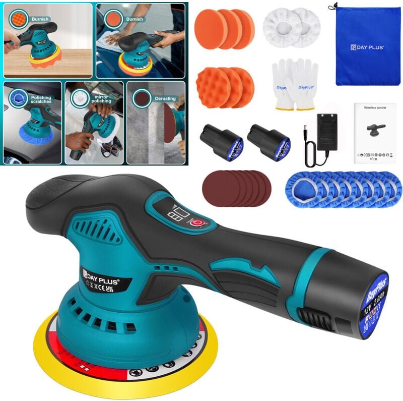 Dayplus - Autopoliermaschine Poliermaschine Akku Auto Poliergerät Kabellos Politur Set 6''