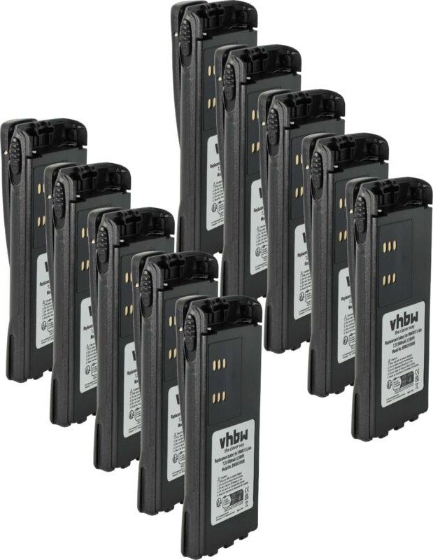 vhbw 10x Akku kompatibel mit Motorola HT1550, HT750, HT1250-LS+, HT1250-LS, HT1550.XLS, HT1500 Funkgerät, Walkie Talkie ...