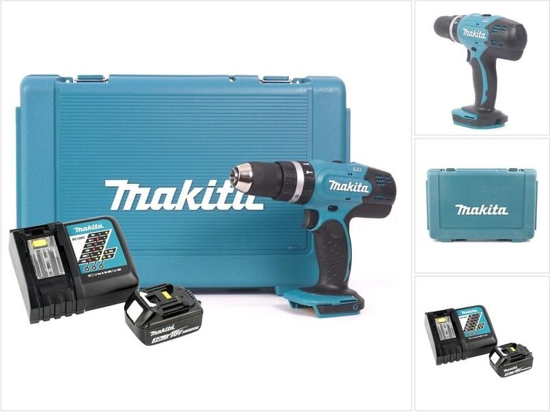 Makita DHP 453 RF Akku Schlagbohrschrauber 18V 42Nm im Koffer + 3,0 Ah Akku + Ladegerät