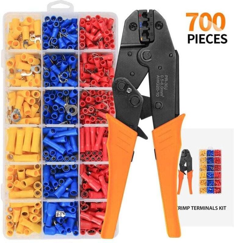 Crimpzange für Kabelschuhe, Ratschen-Crimpzange für Kabel mit einem Querschnitt von 0,5–6 mm², Crimpzange für Kabelschuh...