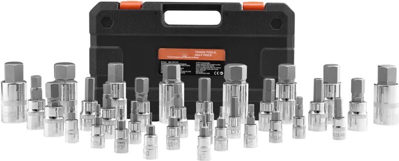 Sechskant-Bit-Steckschlüsselsatz, 32-teilig, S2-Legierungsstahl und Cr-V-Stahl, sae und metrisch, 1/4-Zoll-, 3/8- und 1/...