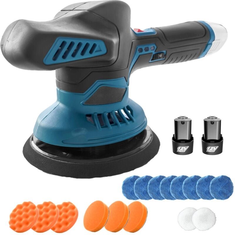 Kabelloser Auto-Polierpolierer mit 2 x 12 v 3000 mAh Akku, 6 Zoll Poliermaschinen-Set, 6 variable Geschwindigkeiten 750–...