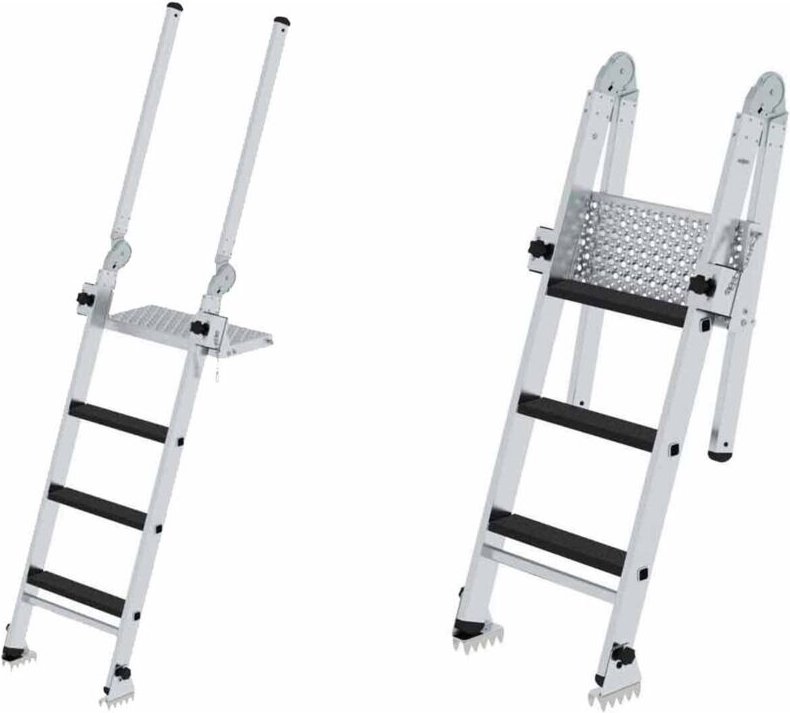 MUNK Stufen-Baugrubenleiter 2,25m mit 4 Stufen und klappbaren Ausstiegsholmen