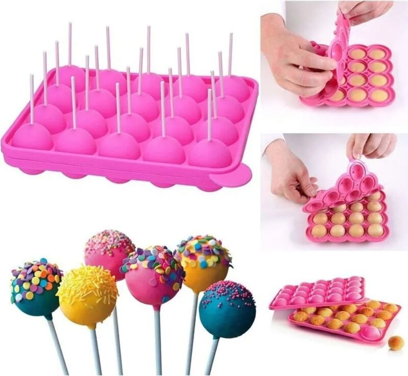 Silikon Cake Pop Backform, 20 Runde Gießform für Lollipops