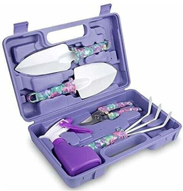 SNQ - Gartengeräte, 5-in-1-Gartengeräte für Frauen mit Tragetasche, robuste Gartengeräte mit ergonomischem Griff, Garten...