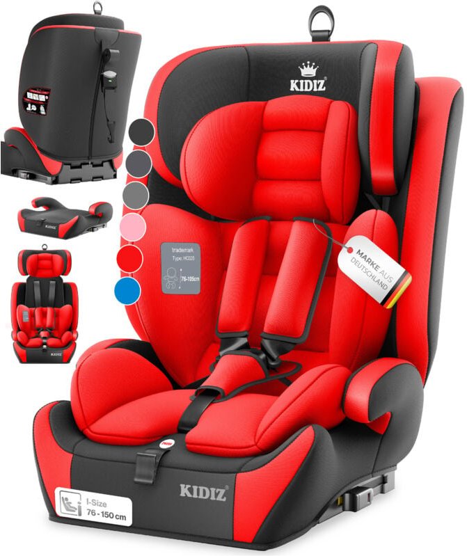 KIDIZ® Autokindersitz Premium Kinderautositz Gruppe 1+2+3, 9-36 kg 5-Punkt-Sicherheitsgurt Autositz Kindersitz Einstellb...