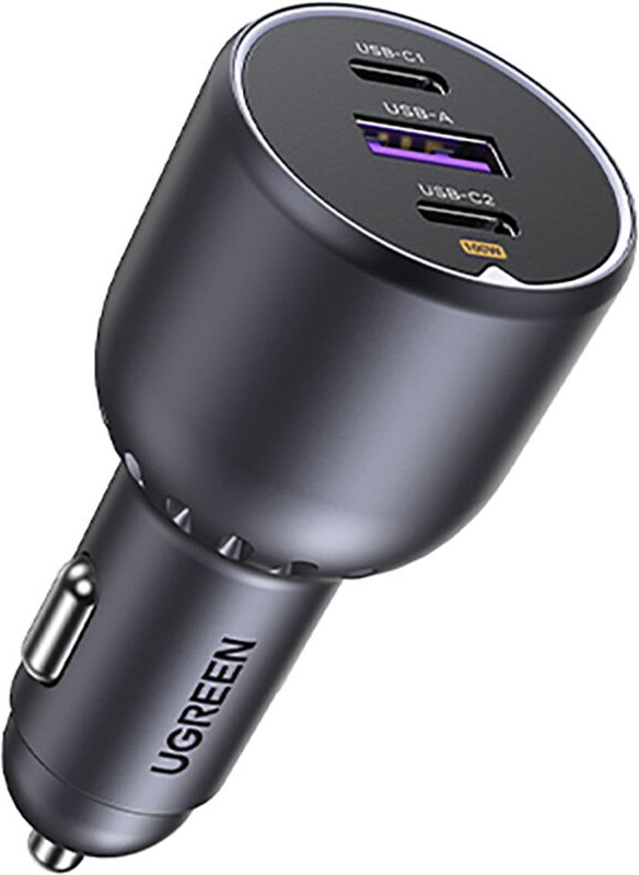 130W Autoladegerät 2x USB-C 1x USB-A - Grau