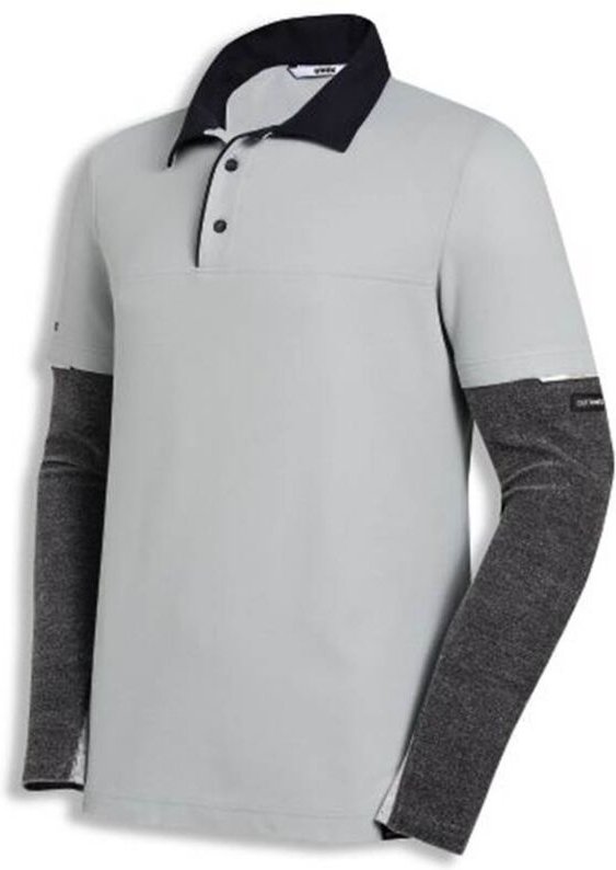Uvex Cut Nanoflex Herren-Arbeitsshirt - Hellgraues Männer-Poloshirt - Ärmel mit Schnittschutz-Stufe 5: XL