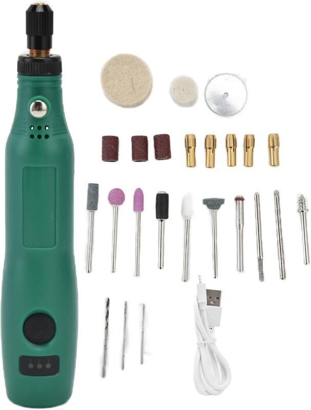 Vtizikl Mini Perceuse Outils Rotatifs Multifonction 3 Vitesses 5000-15000rpm LED Perceuse Électrique sans Fil USB Rechar...