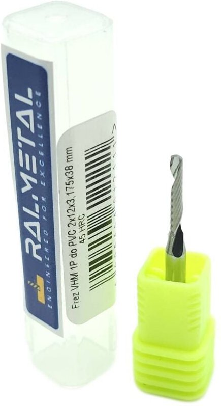 Holzfräser für PVC, 1-schneidig, VHM 2 x 12 x 3,175 x 38