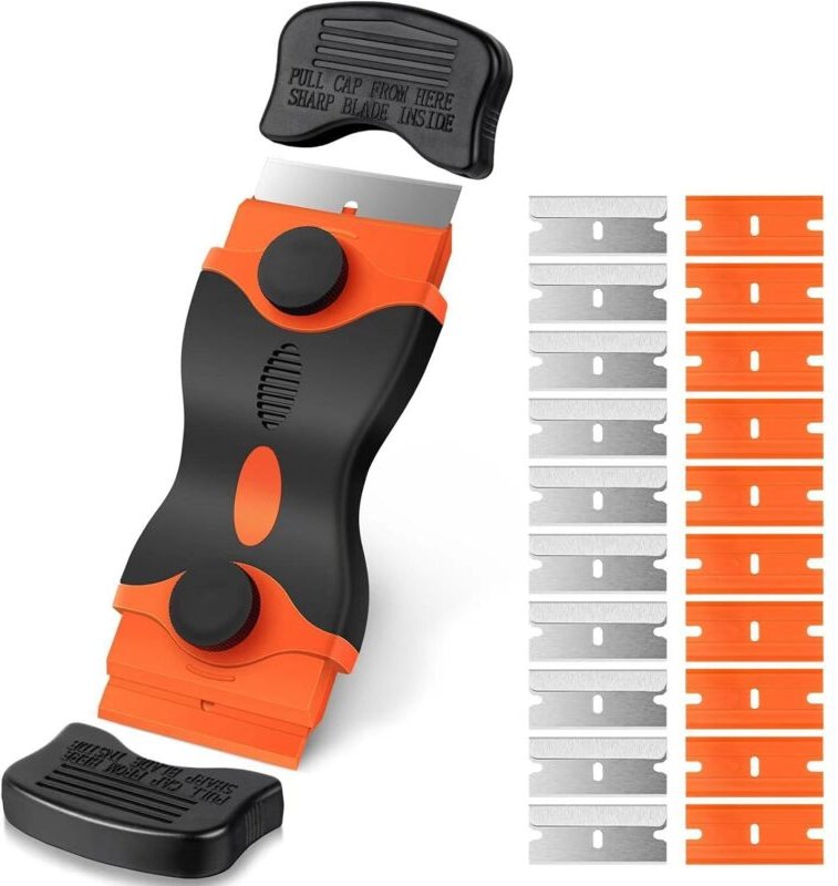 CCYKXA Stück Herdplattenschaber mit 10 Kunststoffschabern und 10 Metallklingen, Keramik-Herdplattenschaber zum Entfernen...