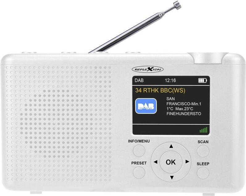 Reflexion - TRA23DAB/WH Tischradio dab+, dab, ukw dab+, ukw wiederaufladbar Weiß
