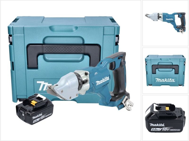 Makita DJS 200 T1J Akku Blechschere 18 V 2,0 mm Brushless + 1x Akku 5,0 Ah + Makpac - ohne Ladegerät