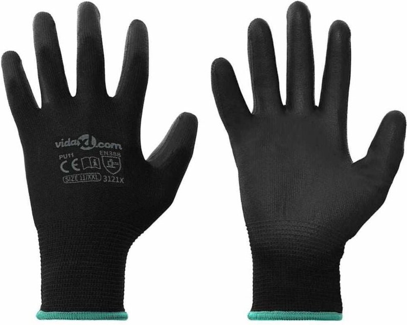 Arbeitshandschuhe 24 pcs Schwarz 11 / XXL Polyester vidaXL