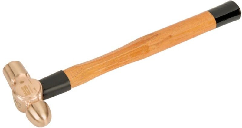 Bahco Schlosserhammer mit Kugelpinne, Kupferberyllium-Kopf und Holzgriff, funkenfrei, 910 g