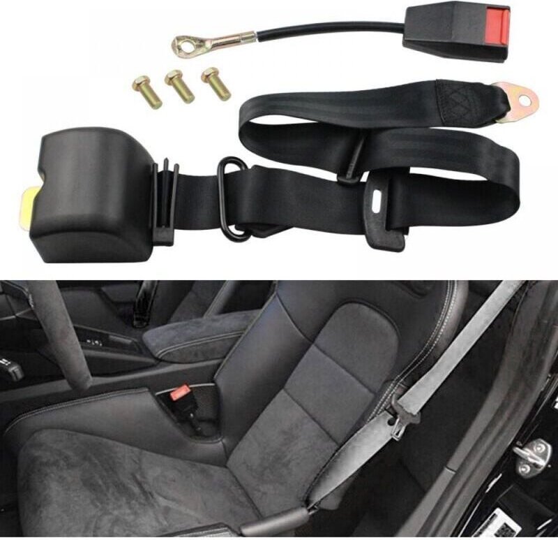 Vtizikl Universel 3 Points Reglable Ceinture De Securite Du Vehicule Auto Voiture Car Seat Belt +Boulons