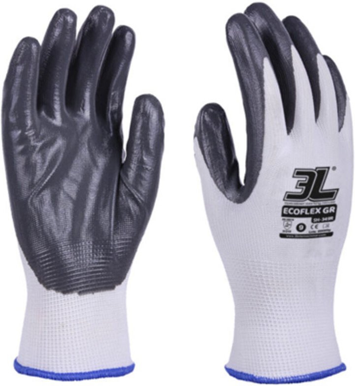 EDM - Pack. 12 Ecoflex graue Nitril-Nylon-Handschuhe mittlerer Größe 8
