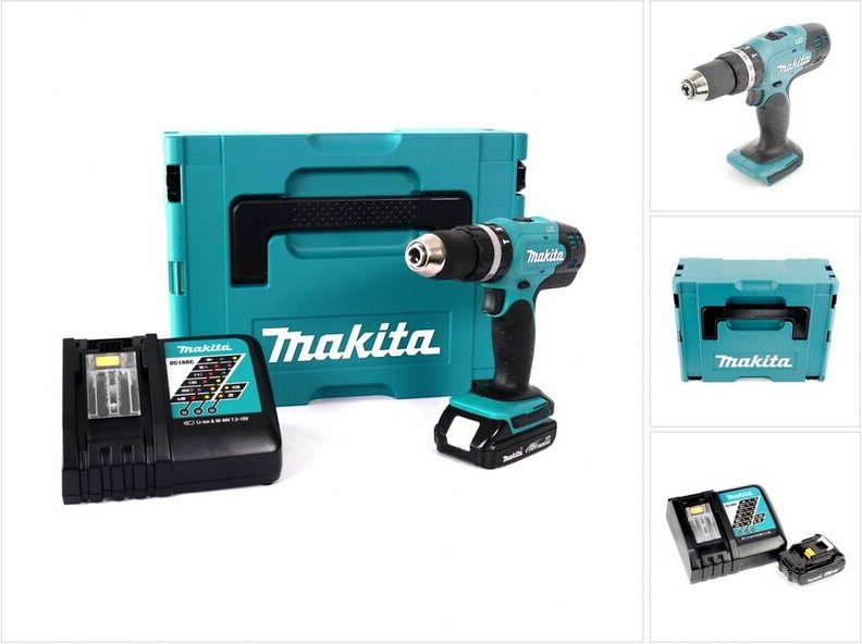 Makita DHP 453 RA1J Akku Schlagbohrschrauber 18 V 42 Nm + 1x Akku 2,0 Ah + Ladegerät + Makpac