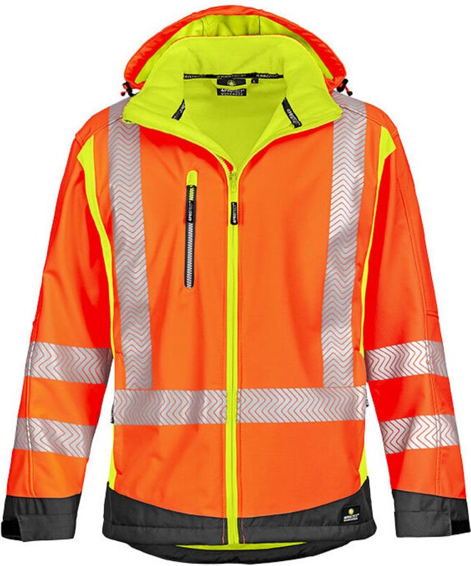 Warnschutz-Softshelljacke HOUSTON leuchtorange/leuchtgelb Größe 5XL