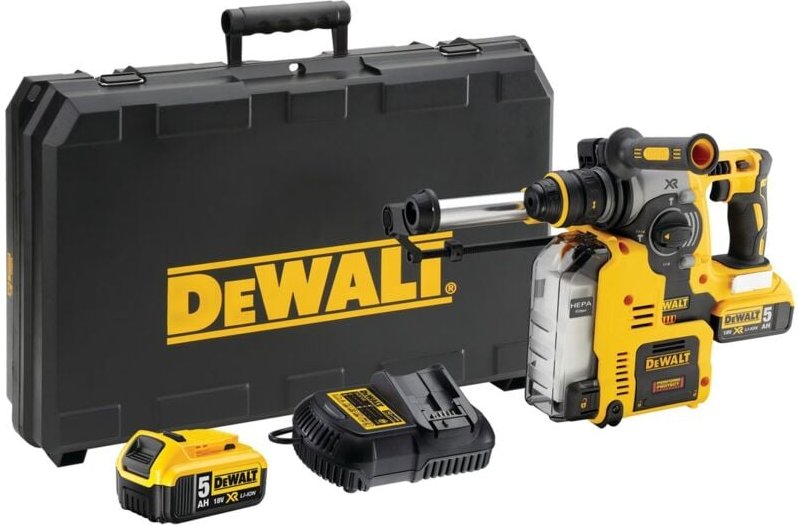 Akku-Kombihammer, 18 v, incl. 2x Akku xr 5 Ah, Schnellladegerät, Schnellspann-Bohrfutter, Staubabsaugung, Zubehör, TSTAK...