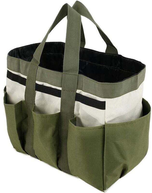 Sac de rangement pour outils de jardin, cabas à 8 poches, robuste, en tissu Oxford, idéal pour l'intérieur et l'extérieu...