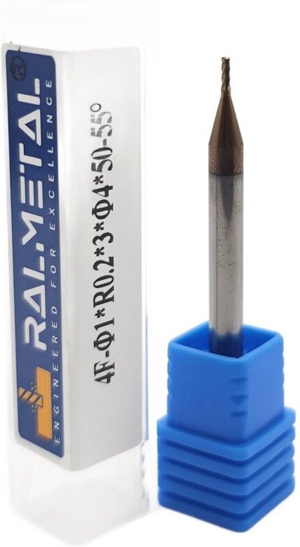 Radialfräser aus Vollhartmetall 1 x R0,2 x 4D x 50 mm 55 HRC