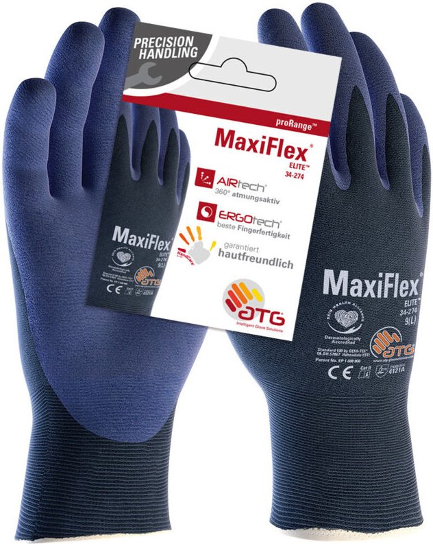 ATG - 257312 Gr.12 34-274HCT, MaxiFlex® Elite™, sb-vp Nylon-Strickhandschuh