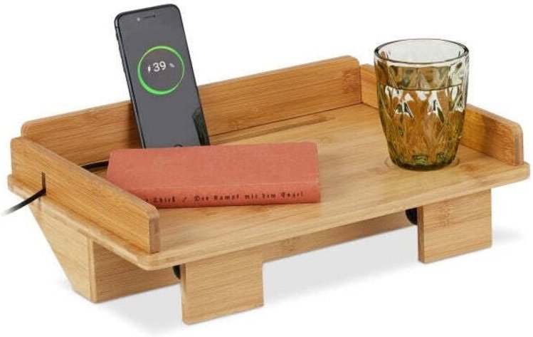 Betttablett aus bambus mit tablet halter