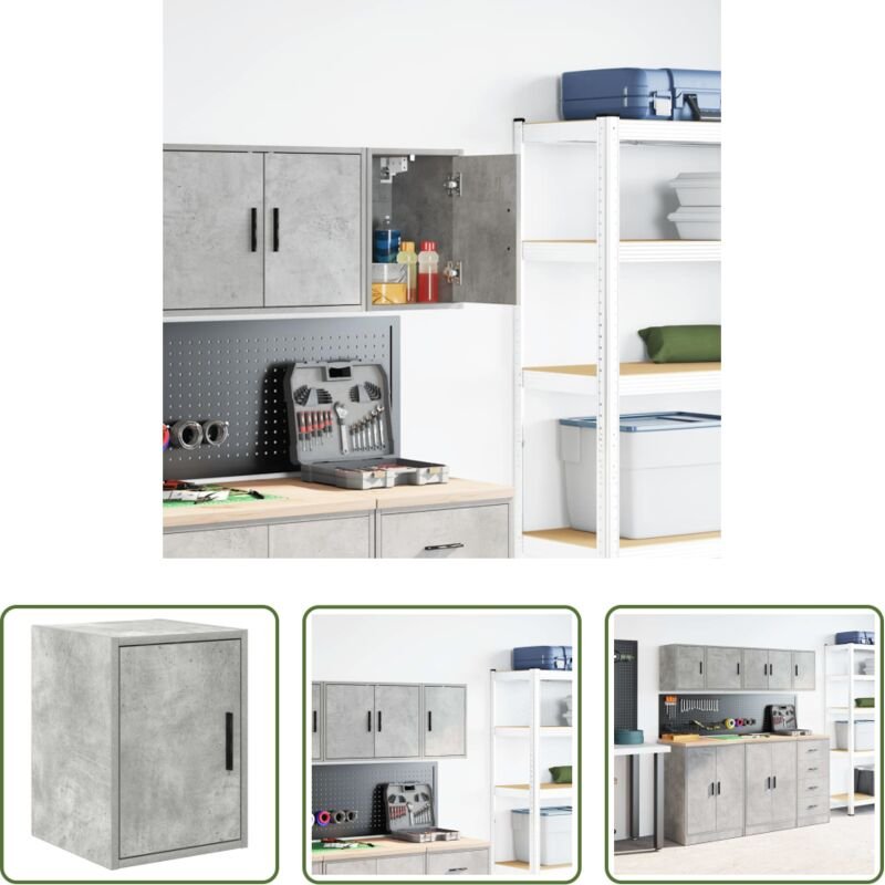 vidaXL Stauraum - Garagen-Wandschrank Betongrau Holzwerkstoff